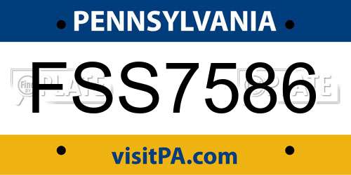 FSS7586 Pennsylvania License Plate