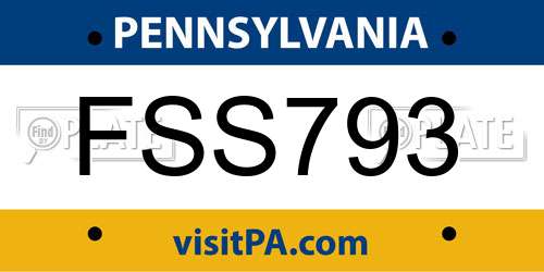 FSS793 Pennsylvania License Plate