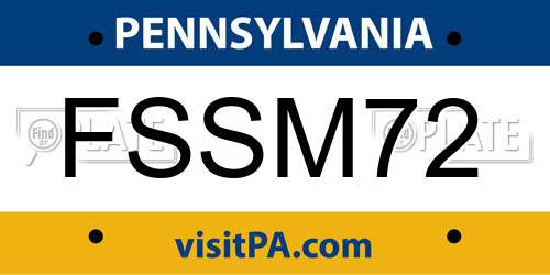 FSSM72 Pennsylvania License Plate