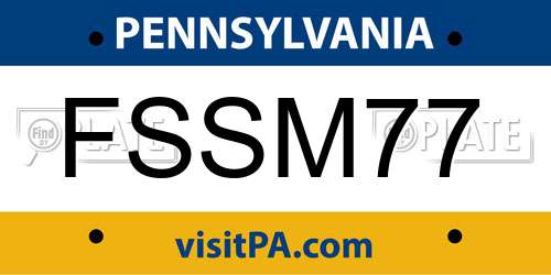 FSSM77 Pennsylvania License Plate