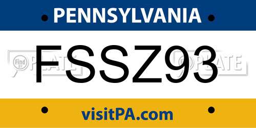 FSSZ93 Pennsylvania License Plate