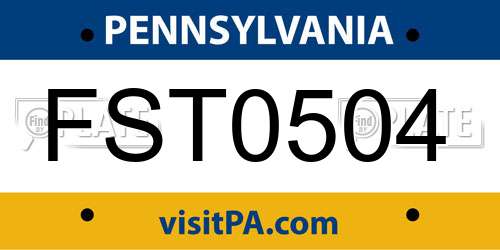 FST0504 Pennsylvania License Plate