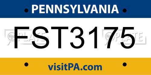 FST3175 Pennsylvania License Plate