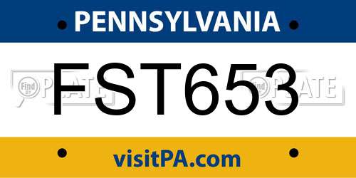 FST653 Pennsylvania License Plate