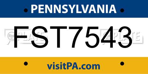FST7543 Pennsylvania License Plate