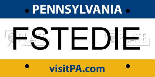 FSTEDIE Pennsylvania License Plate