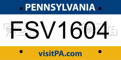 FSV1604 Pennsylvania License Plate