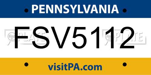 FSV5112 Pennsylvania License Plate