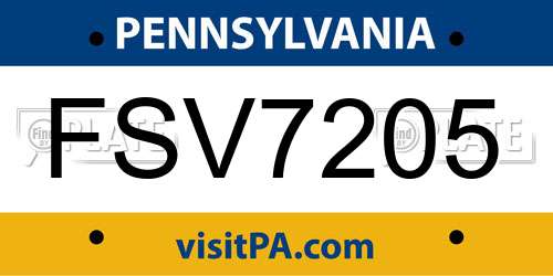 FSV7205 Pennsylvania License Plate
