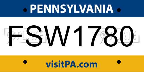 FSW1780 Pennsylvania License Plate