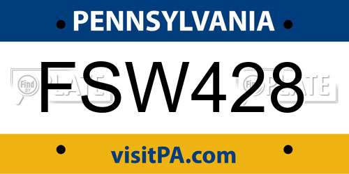 FSW428 Pennsylvania License Plate
