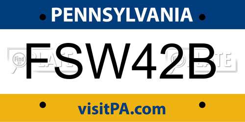 FSW42B Pennsylvania License Plate