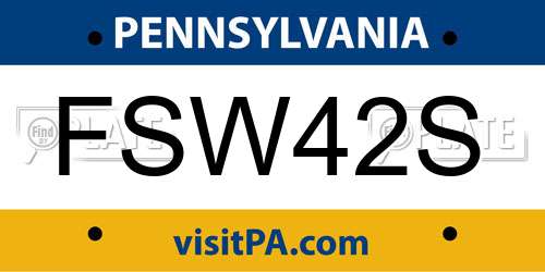 FSW42S Pennsylvania License Plate