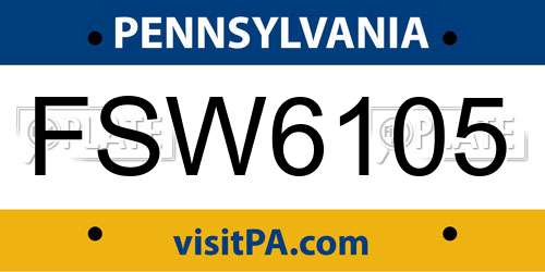 FSW6105 Pennsylvania License Plate