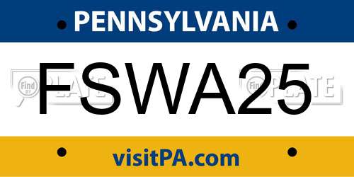 FSWA25 Pennsylvania License Plate