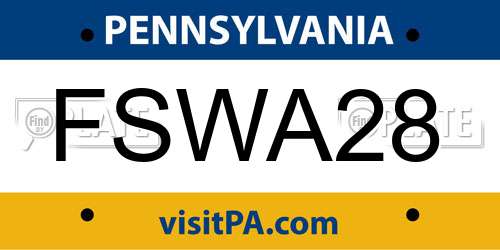 FSWA28 Pennsylvania License Plate