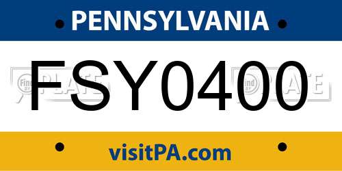 FSY0400 Pennsylvania License Plate