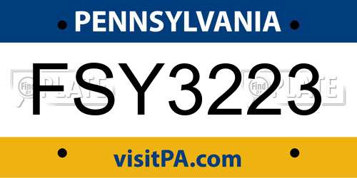 FSY3223 Pennsylvania License Plate
