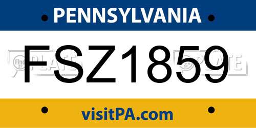 FSZ1859 Pennsylvania License Plate