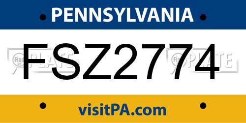 FSZ2774 Pennsylvania License Plate