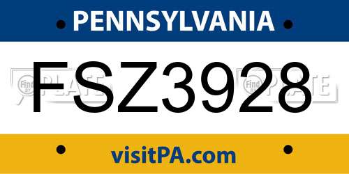 FSZ3928 Pennsylvania License Plate