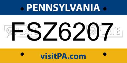 FSZ6207 Pennsylvania License Plate