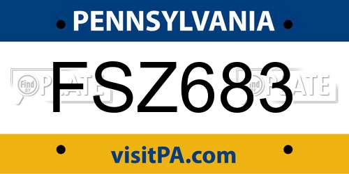 FSZ683 Pennsylvania License Plate