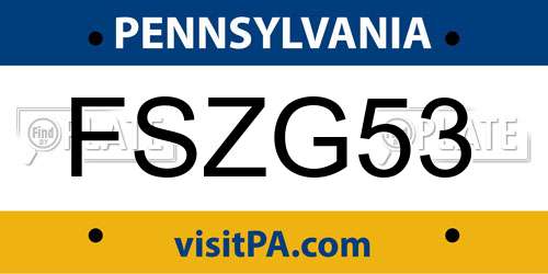 FSZG53 Pennsylvania License Plate