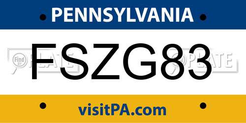FSZG83 Pennsylvania License Plate