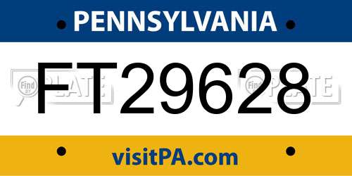FT29628 Pennsylvania License Plate