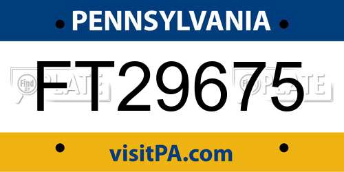 FT29675 Pennsylvania License Plate
