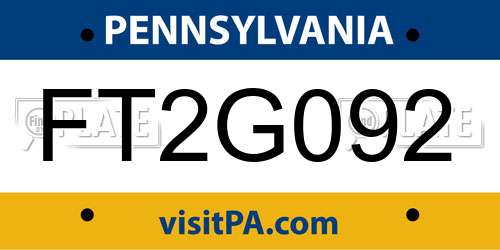 FT2G092 Pennsylvania License Plate