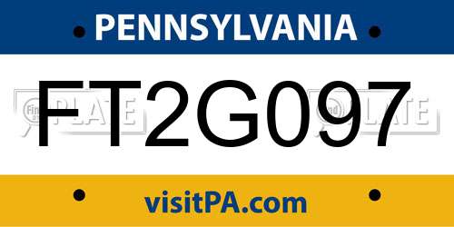 FT2G097 Pennsylvania License Plate