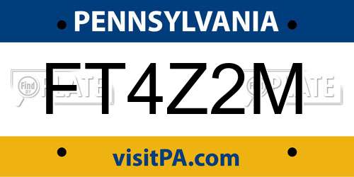 FT4Z2M Pennsylvania License Plate