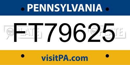 FT79625 Pennsylvania License Plate