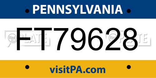 FT79628 Pennsylvania License Plate