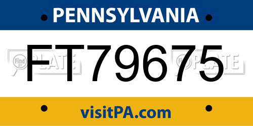 FT79675 Pennsylvania License Plate