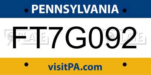 FT7G092 Pennsylvania License Plate