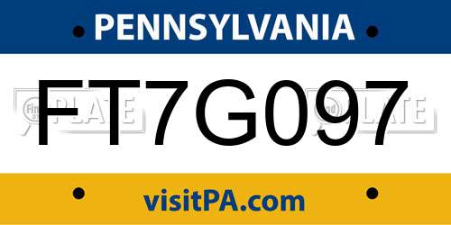 FT7G097 Pennsylvania License Plate