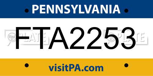 FTA2253 Pennsylvania License Plate