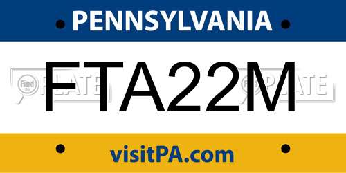 FTA22M Pennsylvania License Plate