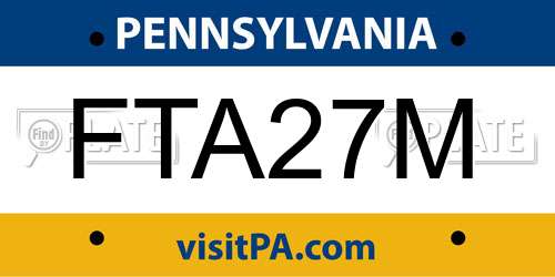 FTA27M Pennsylvania License Plate