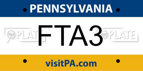 FTA3 Pennsylvania License Plate