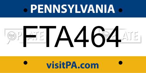 FTA464 Pennsylvania License Plate