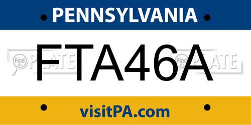 FTA46A Pennsylvania License Plate