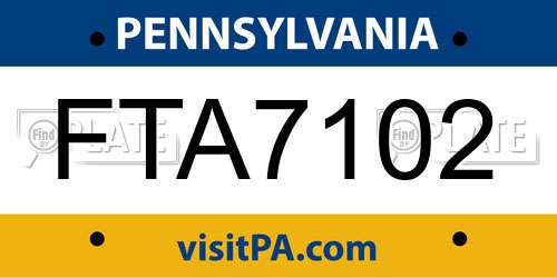 FTA7102 Pennsylvania License Plate