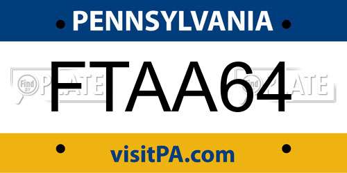 FTAA64 Pennsylvania License Plate