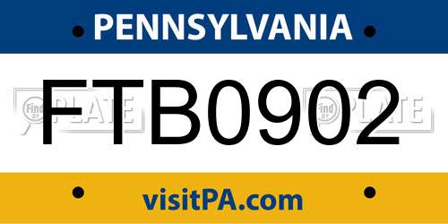 FTB0902 Pennsylvania License Plate