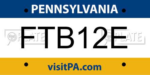 FTB12E Pennsylvania License Plate