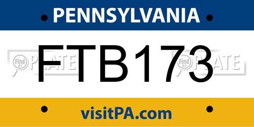 FTB173 Pennsylvania License Plate